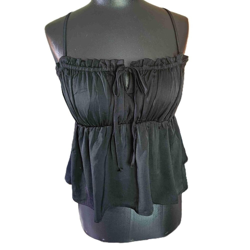American Eagle Black Sleeveless Peplum Top Small NWT